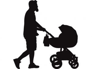 Siluett pappa med barnvagn