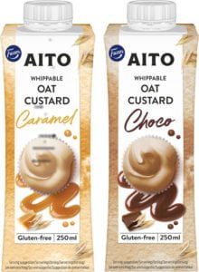 Förpackningar Fazer Aito Oat custard Caramel och Choco