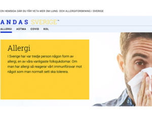 Skärmbild från Andas Sveriges webbsida