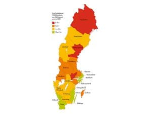 Sverigekarta med regioner